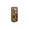 Sleek Modern Display Cabinet with Illuminated Shelves and Glass Doors