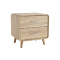 Modern Wooden Nightstand with Two Drawers and Tapered Legs