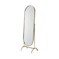 Modern Free-Standing Oval Mirror with Sleek Metal Frame